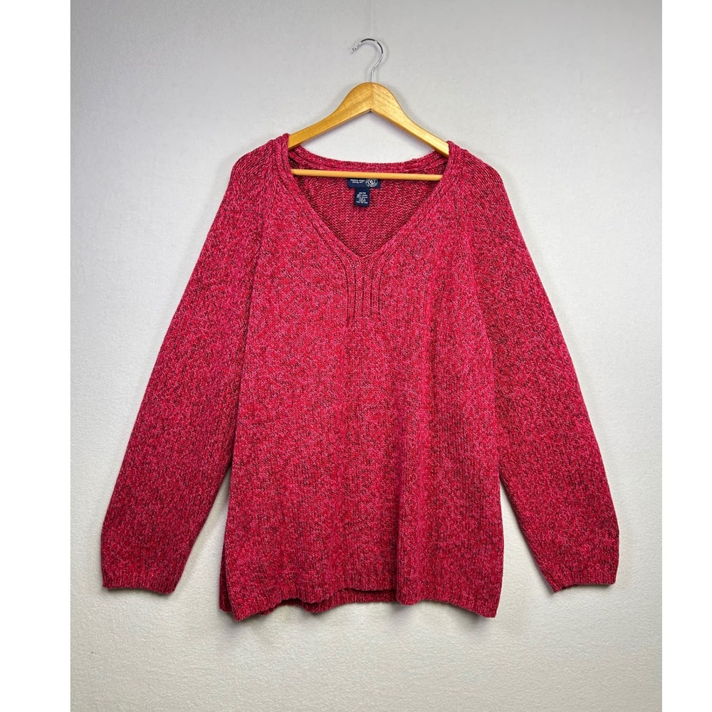 Venezia‎ Jeans Clothing Co Sweater Speckled Red Acrylic Cotton Blend Size 26 28
